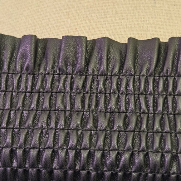 7 For All Mankind Black  Smocked,Long Sleeve,Faux Leather Dress,Medium,NWT - Picture 10 of 16